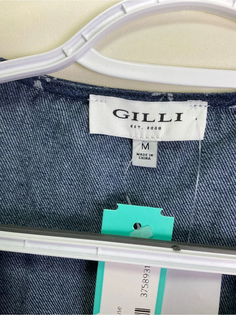 Gilli Ellie Tie-Front Peplum Top - Navy Denim